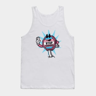 Retro Cartoon Sign Stop Transphobia // Trans Rights Are Human Rights Tank Top